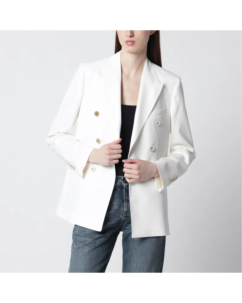 Golden Goose Weiße doppelreihige Jacke aus Wollmischung White