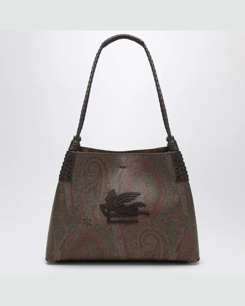 Etro Mittlere Libra Shopping Bag mit Paisley-Muster Brown