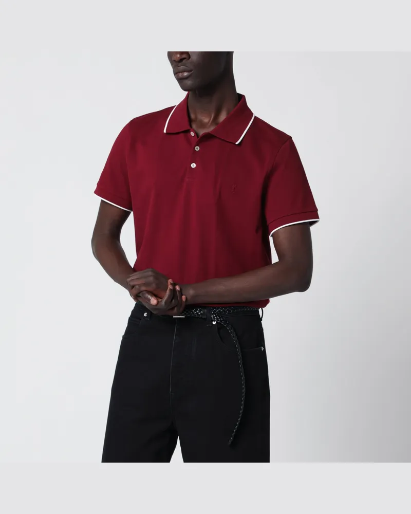 Saint Laurent Bordeauxfarbenes Cassandre Polo Aus Baumwollpiqué Burgundy