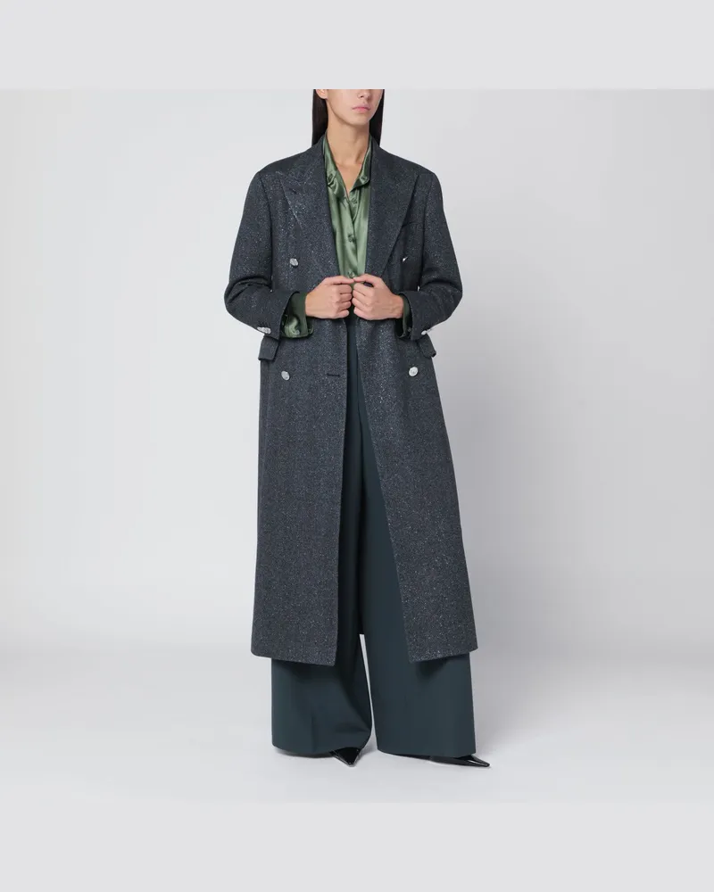 Tagliatore Schwarzer Hahnentrittmuster doppelt geknöpfter Mantel Black