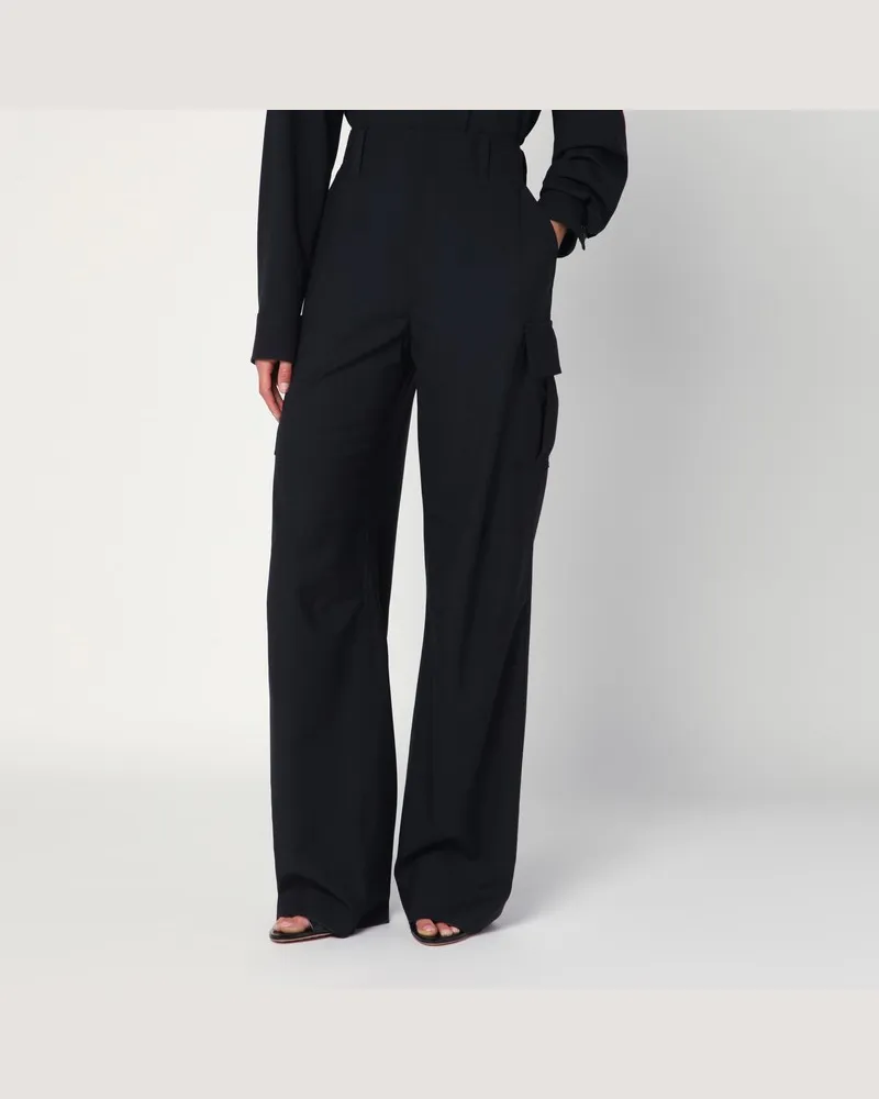 Bottega Veneta Nachtblaue Cargohose aus Wolle Blau