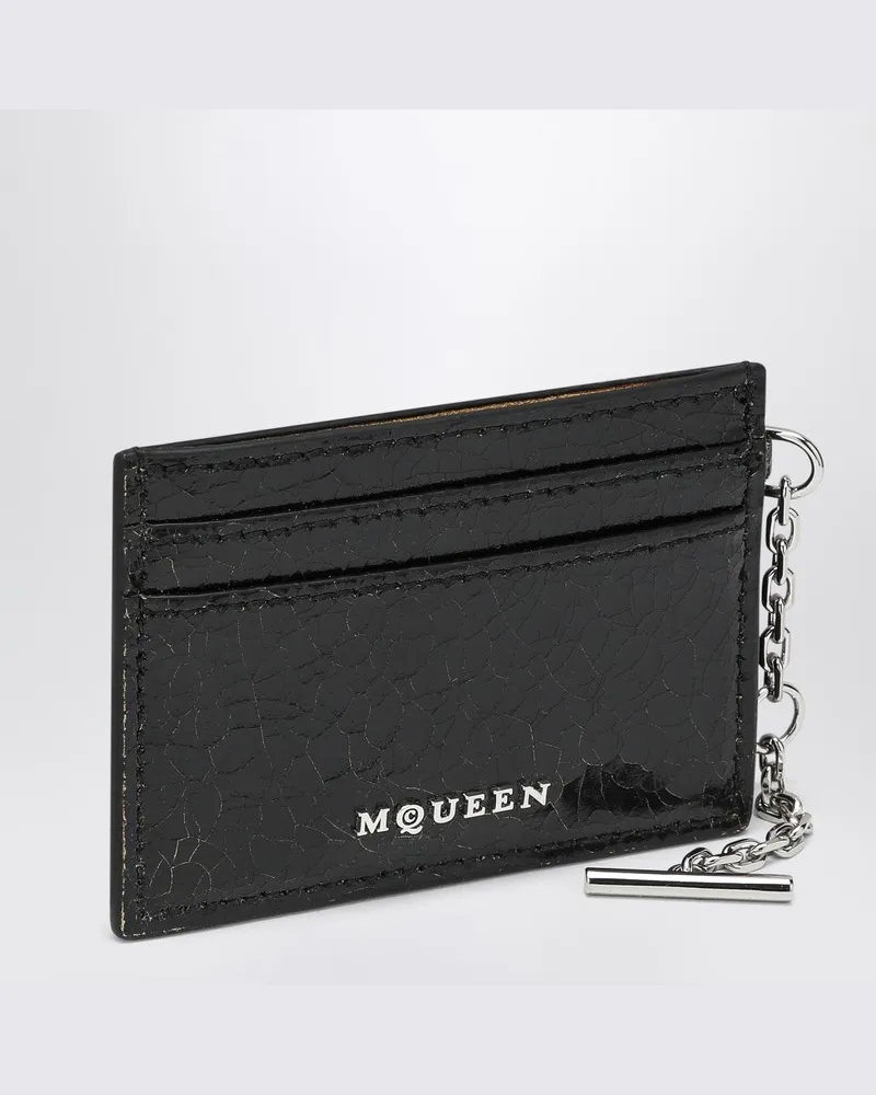 Alexander McQueen Kreditkartenetui T-Bar schwarz/karamell 