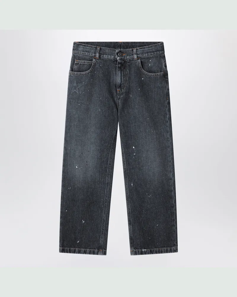 Golden Goose Schwarze Jeans aus verwaschenem Denim mit Spritzern Grey