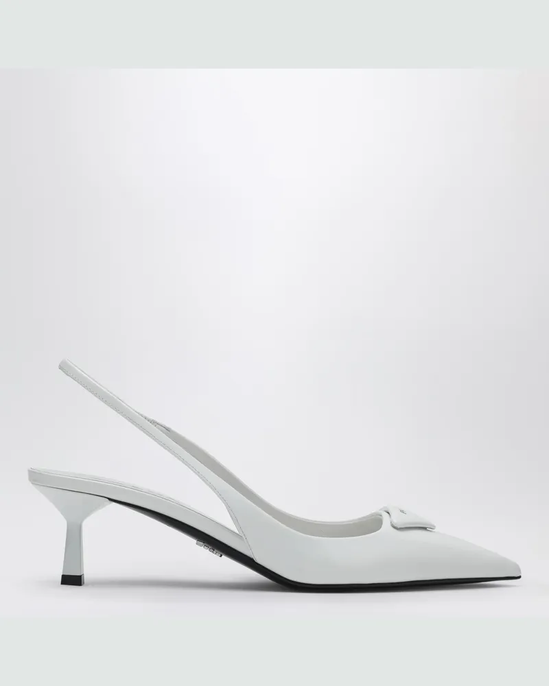 Prada Slingback-Pumps aus weißem Lackleder White