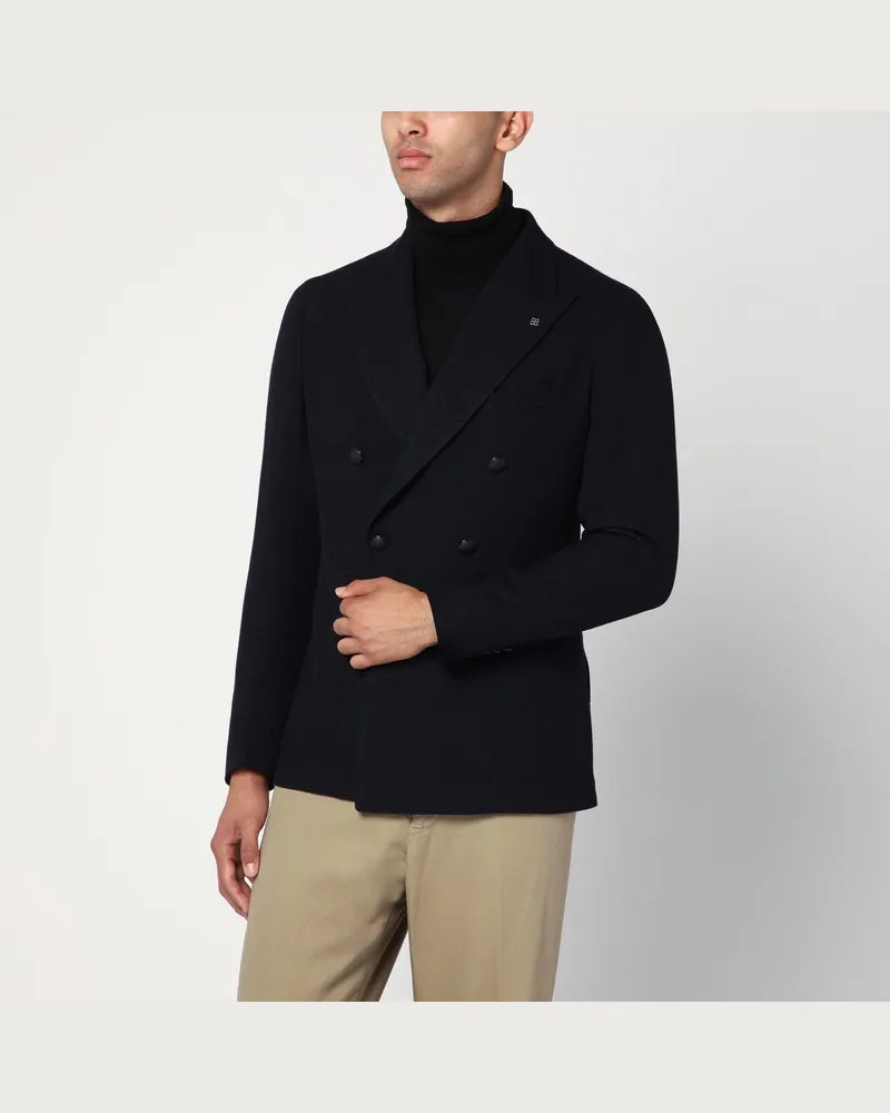 Tagliatore Blaue zweireihige Jacke aus Wolle Blue
