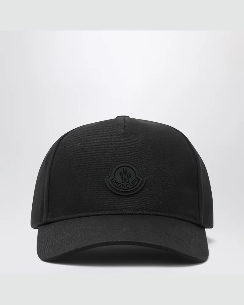 Moncler Schwarze Baseballkappe mit Logo-Patch Black