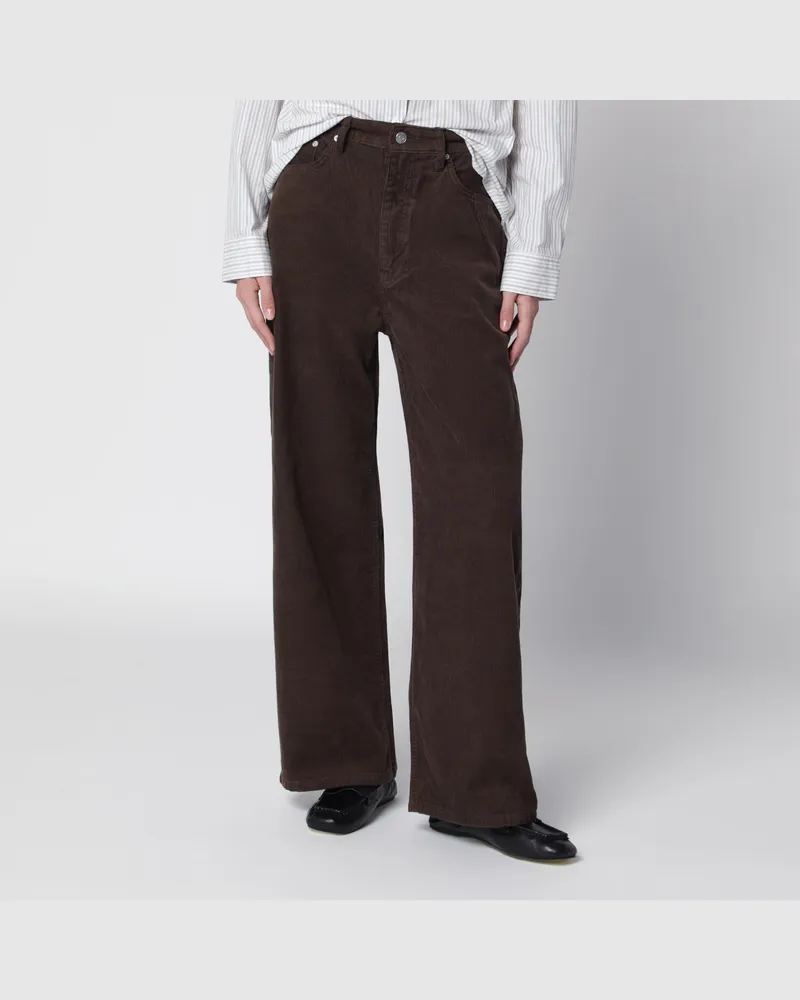 Dunst Weit geschnittene braune Cordjeans Brown