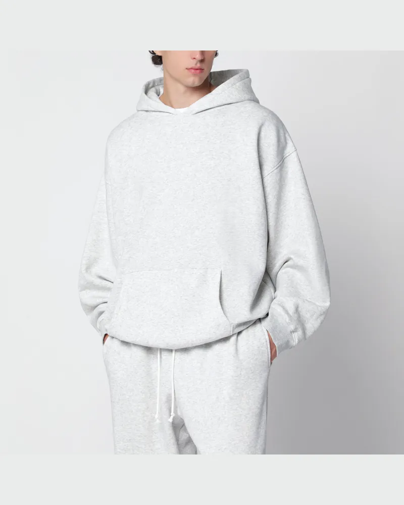 SKIMS Hellgraues Kapuzen-Sweatshirt aus Baumwollfleece Grey