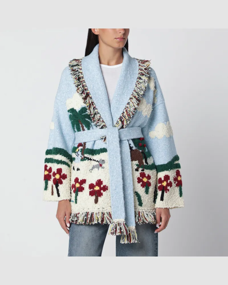 Alanui Casa  Cardigan aus Wollmischung in Hellblau Multicolor