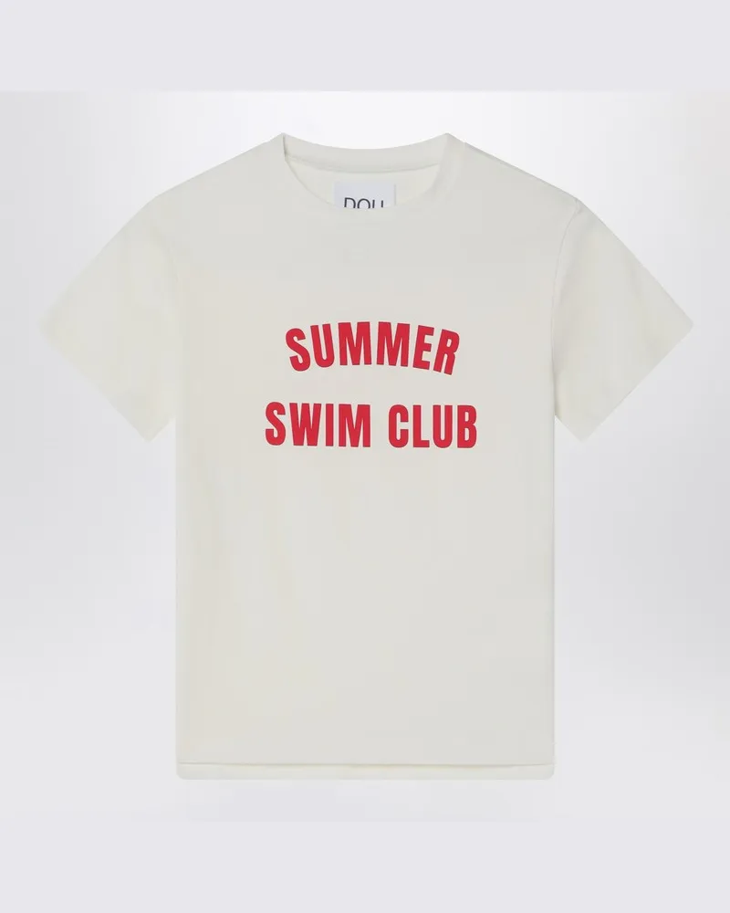 DOUUOD Elfenbeinfarbenes T-Shirt Summer Swim Club Weiß