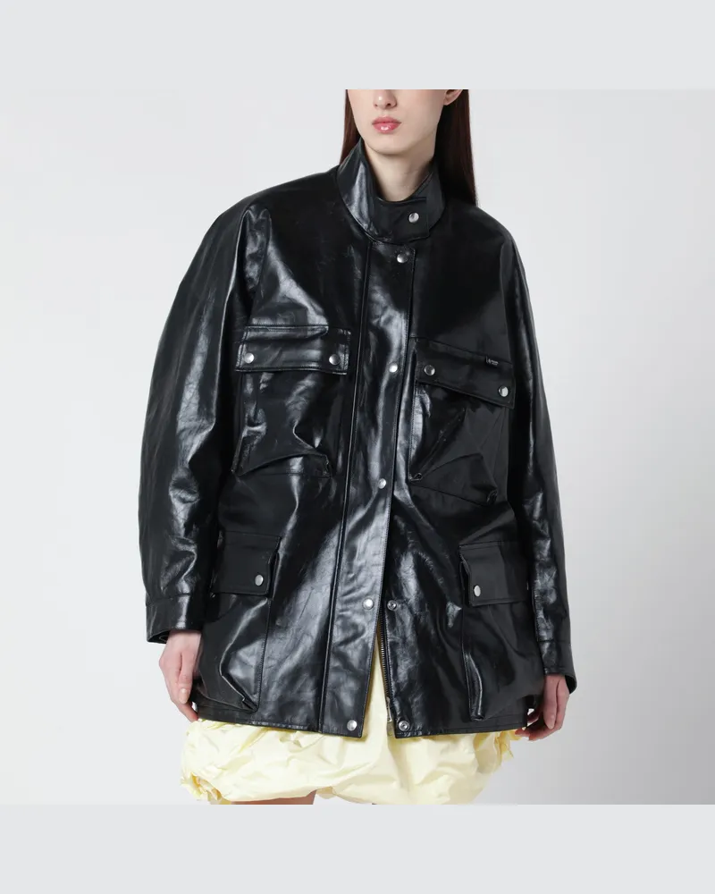 Prada Caban aus schwarzem Antikleder Black