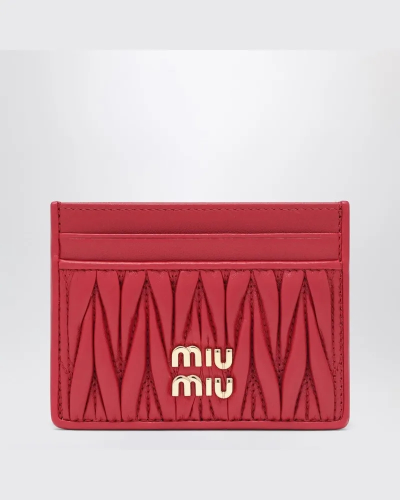 Miu Miu Roter Kartenhalter aus matelassiertem Nappaleder 