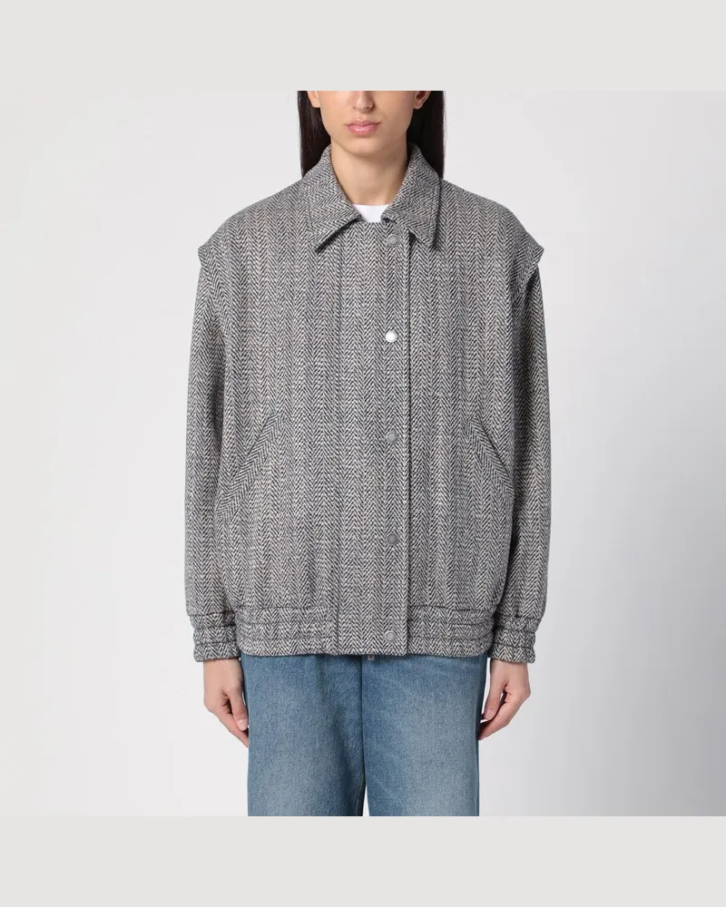 Golden Goose Bomberjacke mit Fischgrätmuster aus Wollgemisch Blau