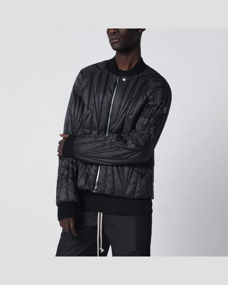 Moncler Schwarze gesteppte Daunenjacke mit Reißverschluss Black