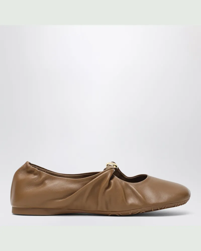 Loewe Braune Pebble Ballerinas aus Nappaleder Beige