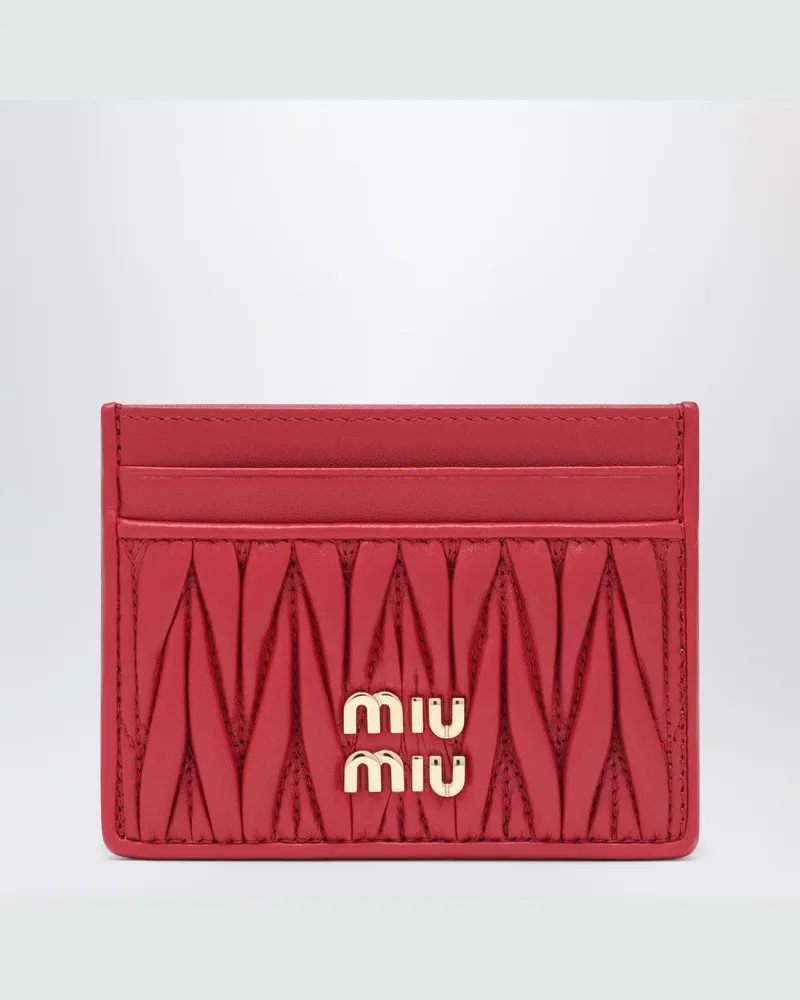 Miu Miu Roter Kartenhalter aus matelassiertem Nappaleder Red