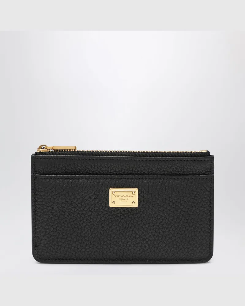 Dolce & Gabbana Black Dauphine Calf Leather Card Holder Black