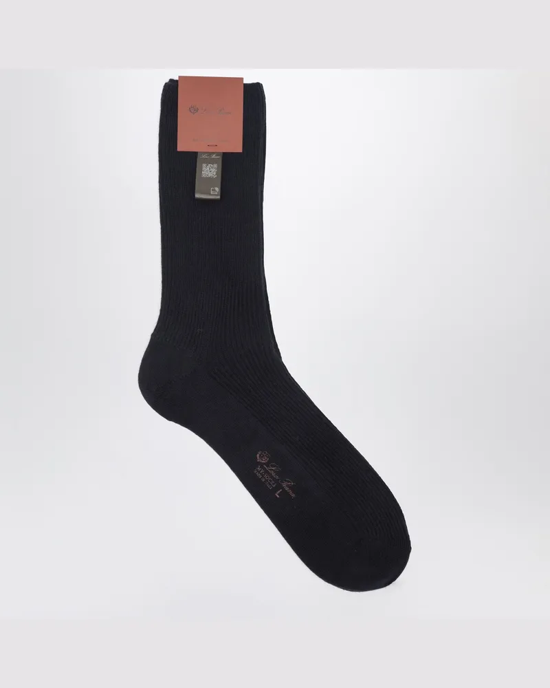 Loro Piana Marineblaue Socken aus Baby-Cashmere Blue
