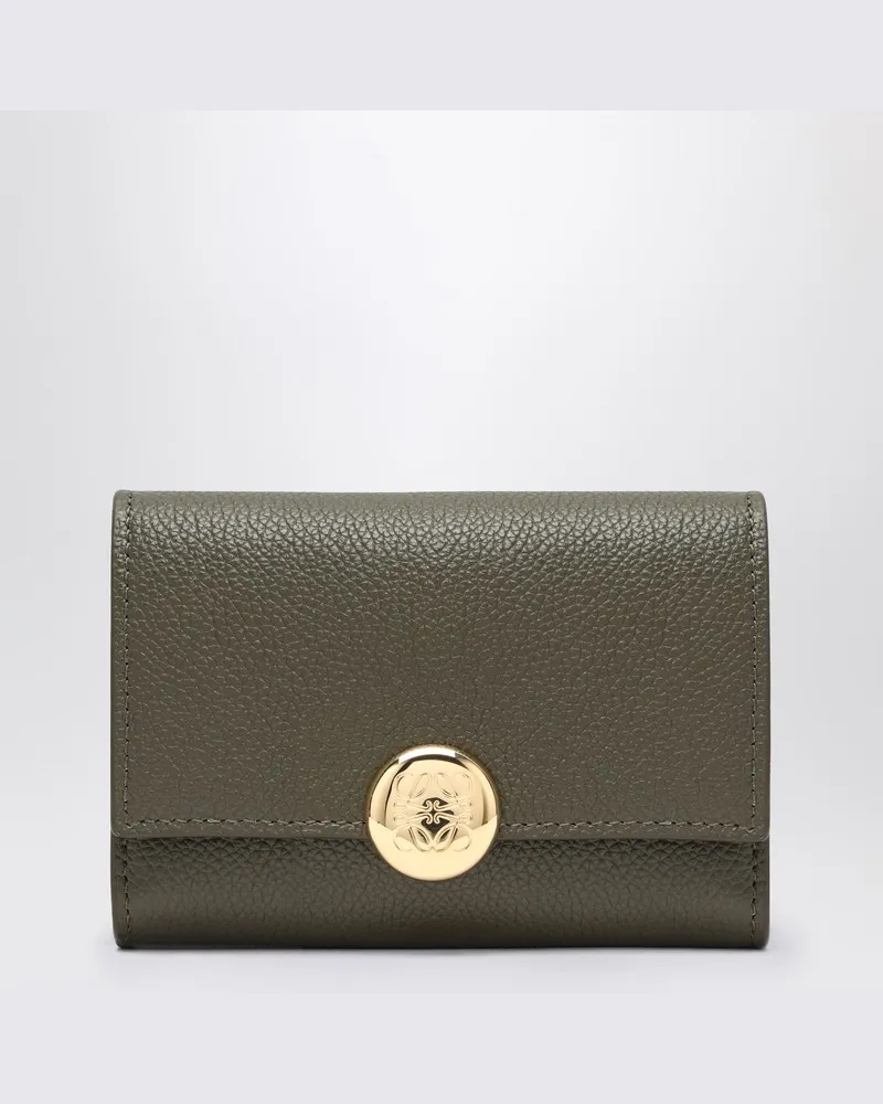Loewe Kleines Pebble-Portemonnaie in Khaki Grün