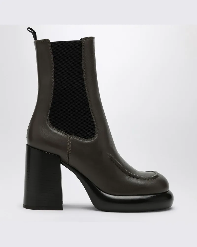 Burberry Chelsea Wedge-Boots aus dunkelgrünem Leder Braun