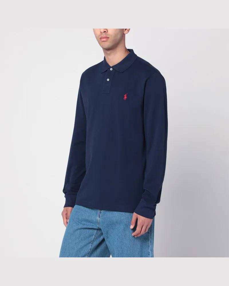 Ralph Lauren Blaues Baumwoll-Poloshirt Custom Slim-Fit Blau
