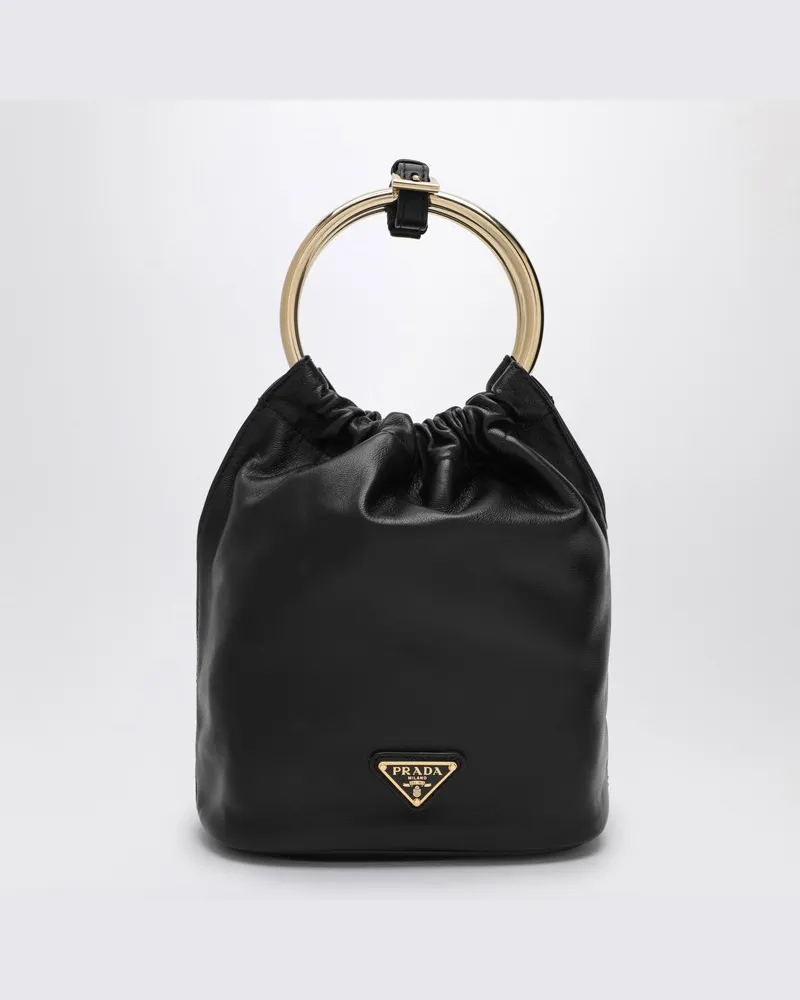 Prada Schwarze Mini-Bucket Bag aus Nappaleder Schwarz