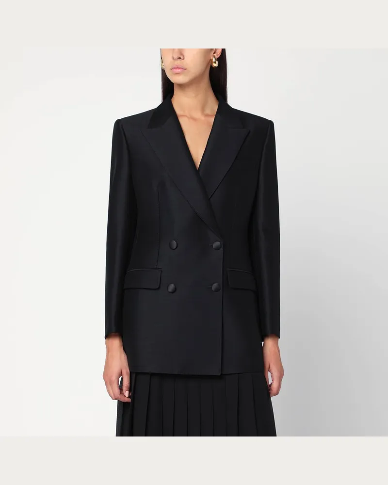 Dolce & Gabbana schwarze doppelt-knöpfte Wolljacke Schwarz
