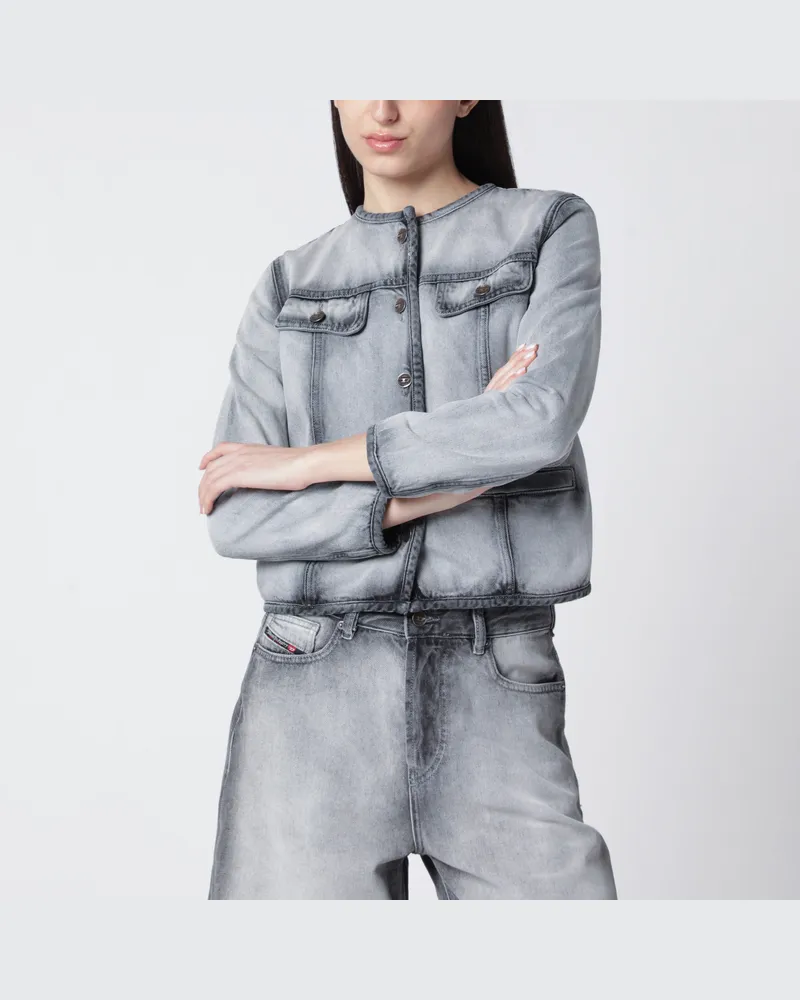 Diesel De-Grafy Graue Jacke Aus Skeleton-Denim Black