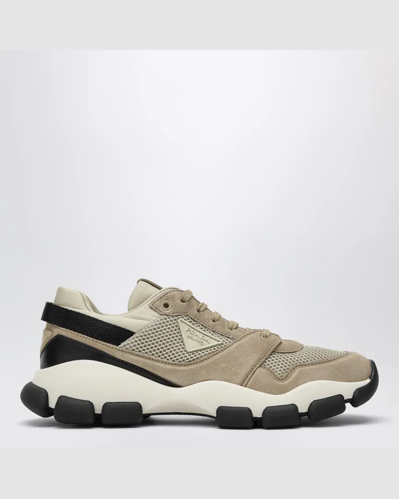 Prada Sneaker aus Mesh und Wildleder in Sand Beige