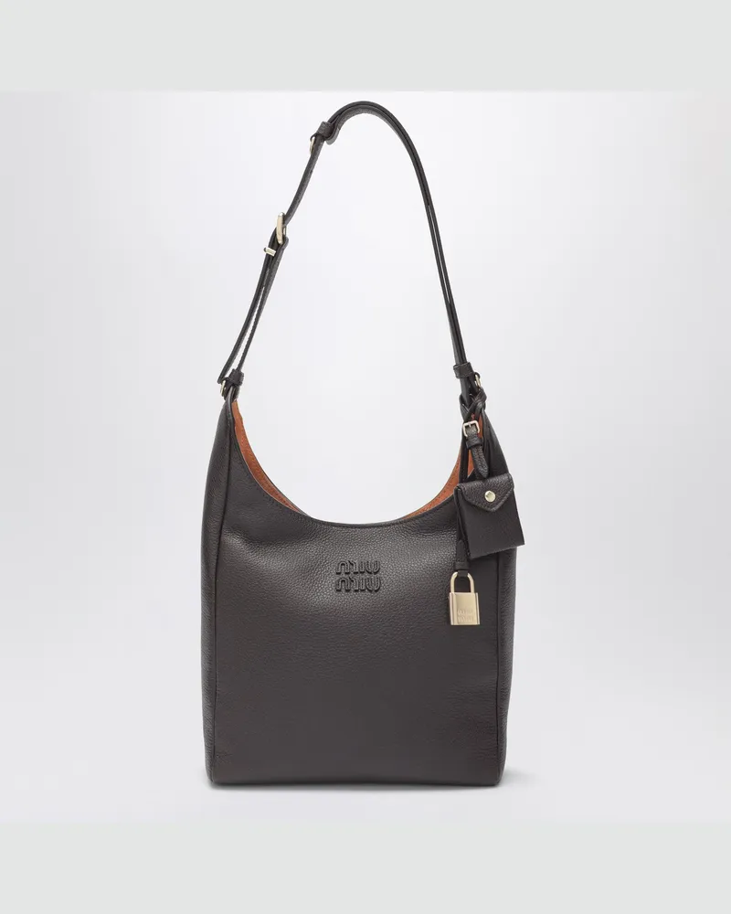 Miu Miu Braune Umhängetasche aus gehämmertem Leder Brown