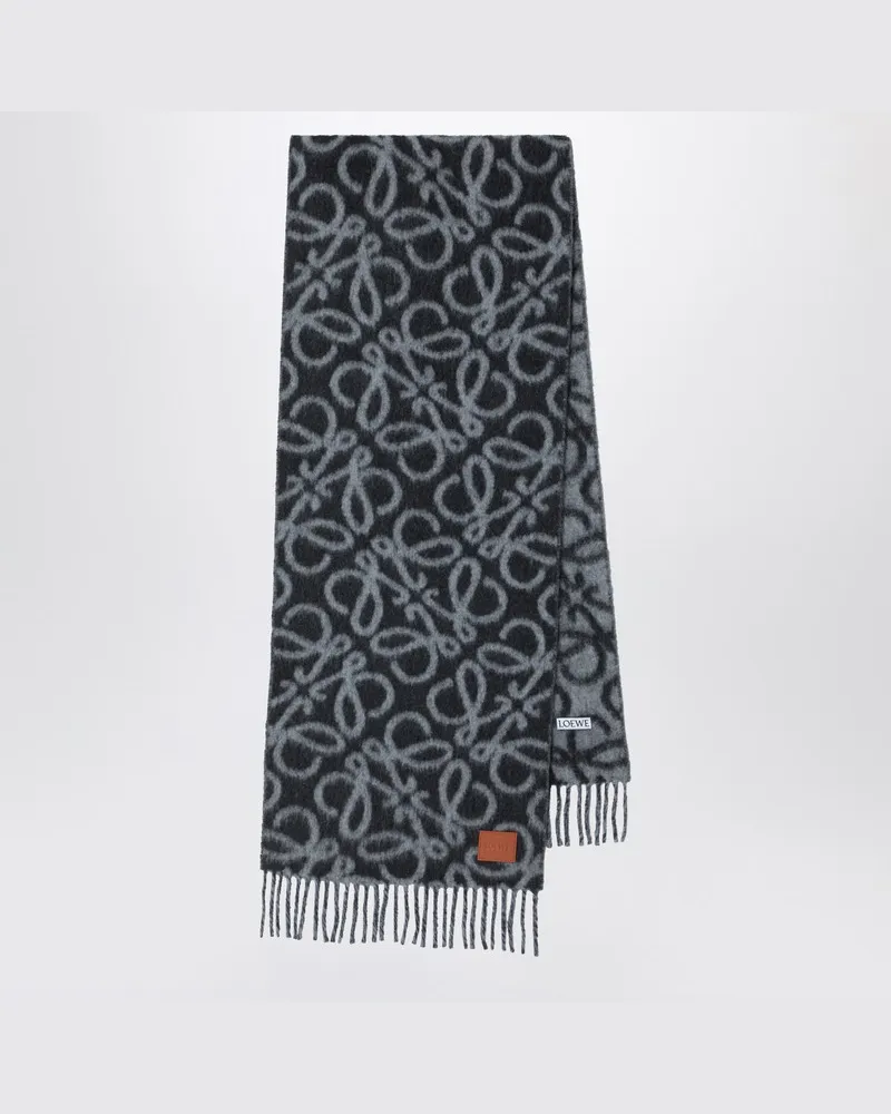 Loewe Schal schwarz/grau aus Alpaka- und Wollmischung Schwarz
