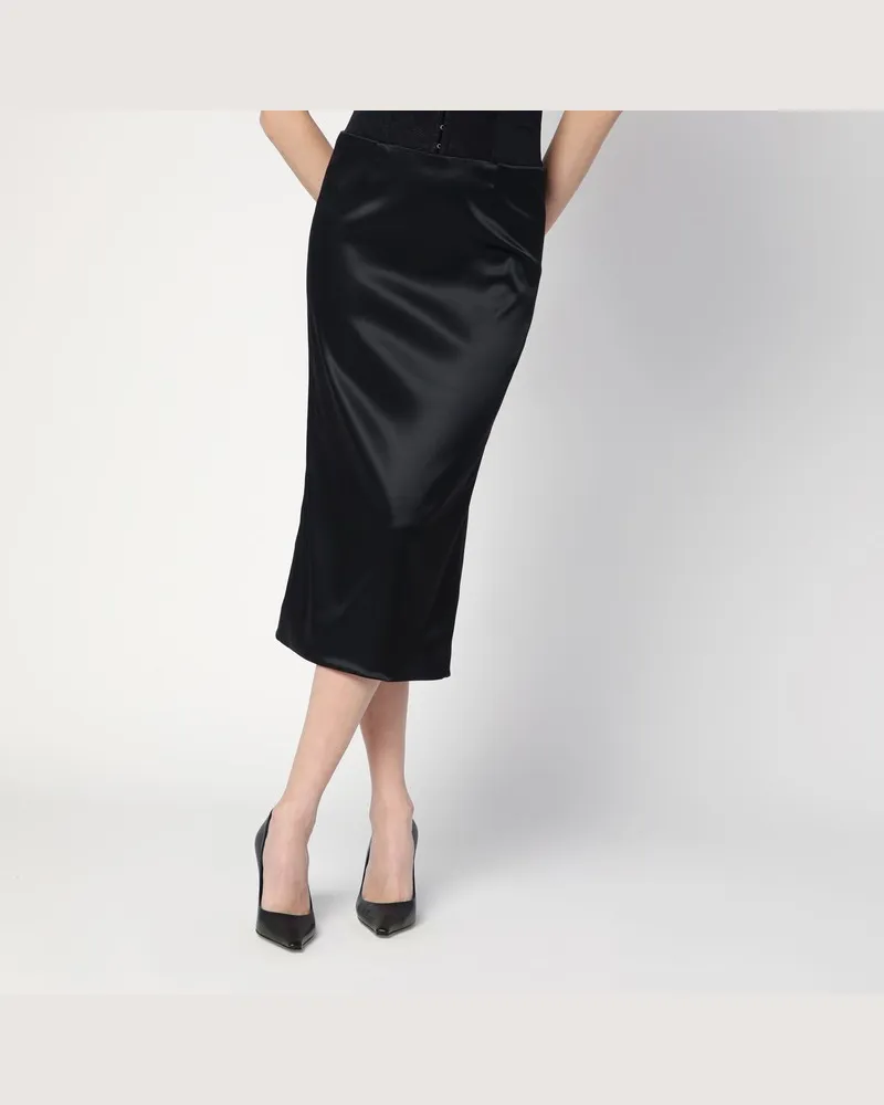 Dolce & Gabbana Schwarzer Midirock mit Korsettgürtel Schwarz