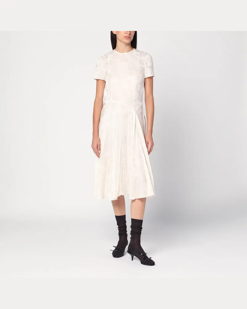 Prada Elfenbeinfarbenes Kleid aus Damast-Seidenmischung White