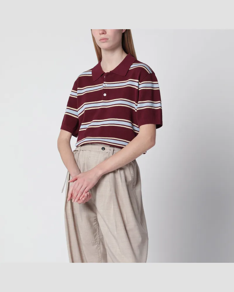 Dunst Gestreiftes Baumwoll-Poloshirt bordeaux/hellblau Multicolor