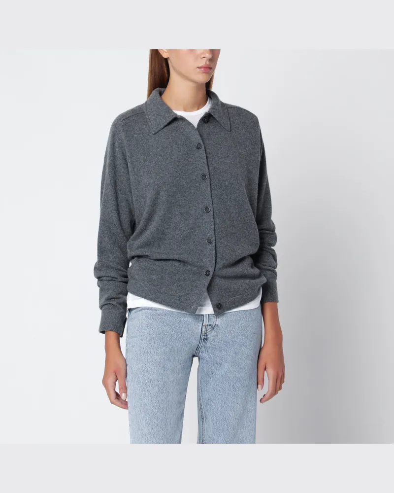 Totême Dunkelgrau melierte Strickjacke aus Kaschmir Grey