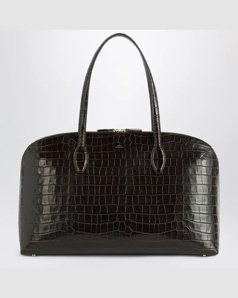 Totême Garderob Tote Bag aus dunkelbraunem Leder Brown