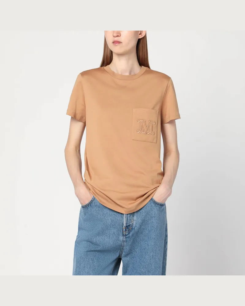 Max Mara T-Shirt in Kamel aus Baumwolle Grün