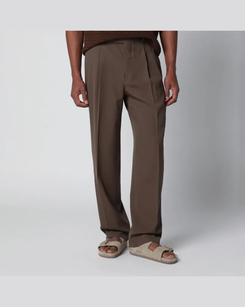 AURALEE Hose aus Wollgabardine mit zwei Bundfalten Green