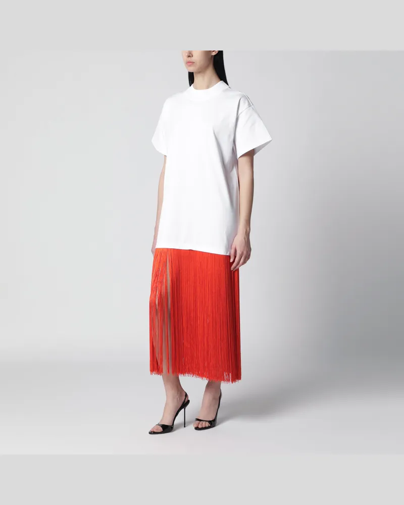 Alaïa Baumwoll-T-Shirt mit Fransen in Weiß White