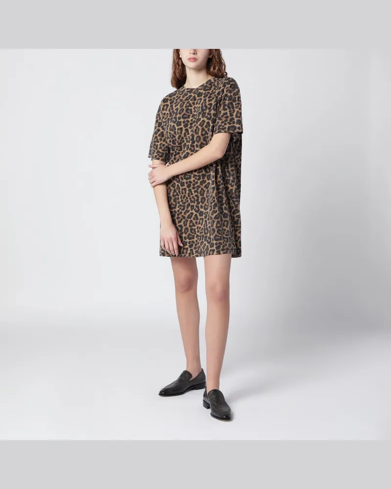 Anine Bing Beth Mini-Kleid mit Leopardenmuster in Schwarz und Braun Brown