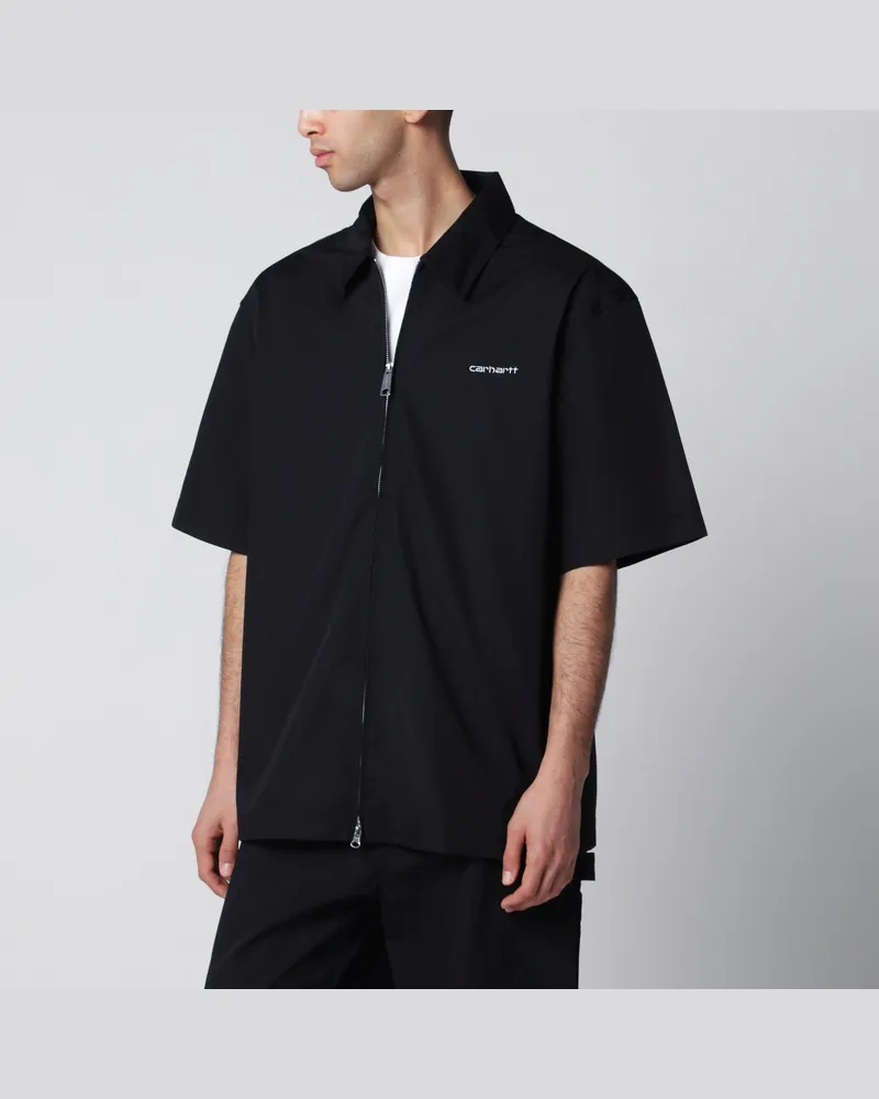 Carhartt WIP Kurzarmhemd S/S Postal Zip Shirt mit Reißverschluss, schwarz Black
