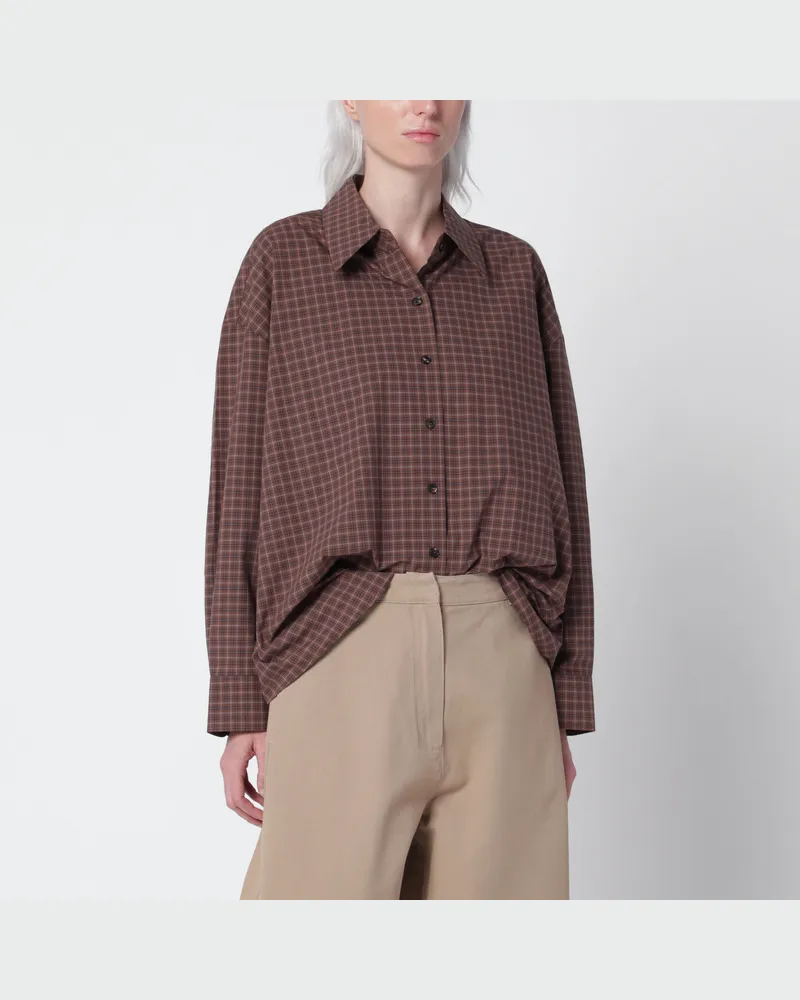 CORDERA Oversize-Hemd mit Karomuster in Braun/Navyblau Multicolor