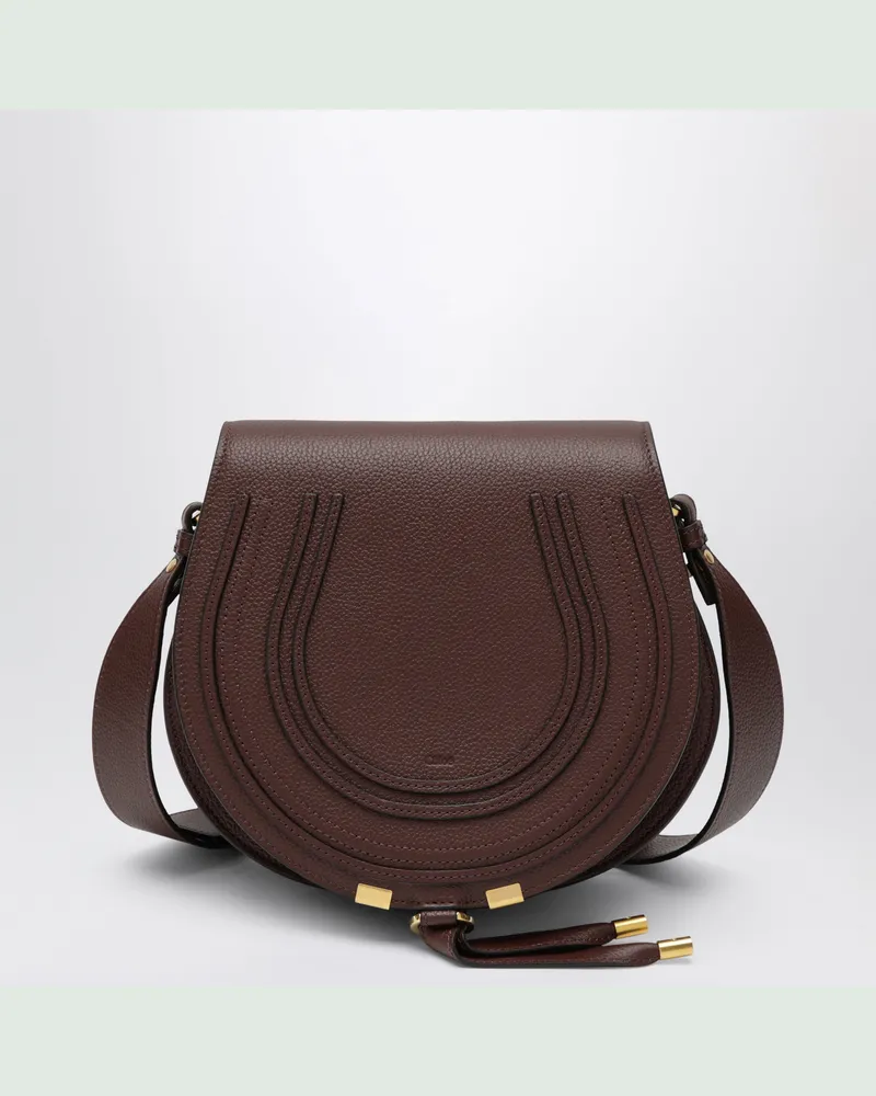Chloé Marcie Saddle Tasche aus genarbtem braunem Leder Brown