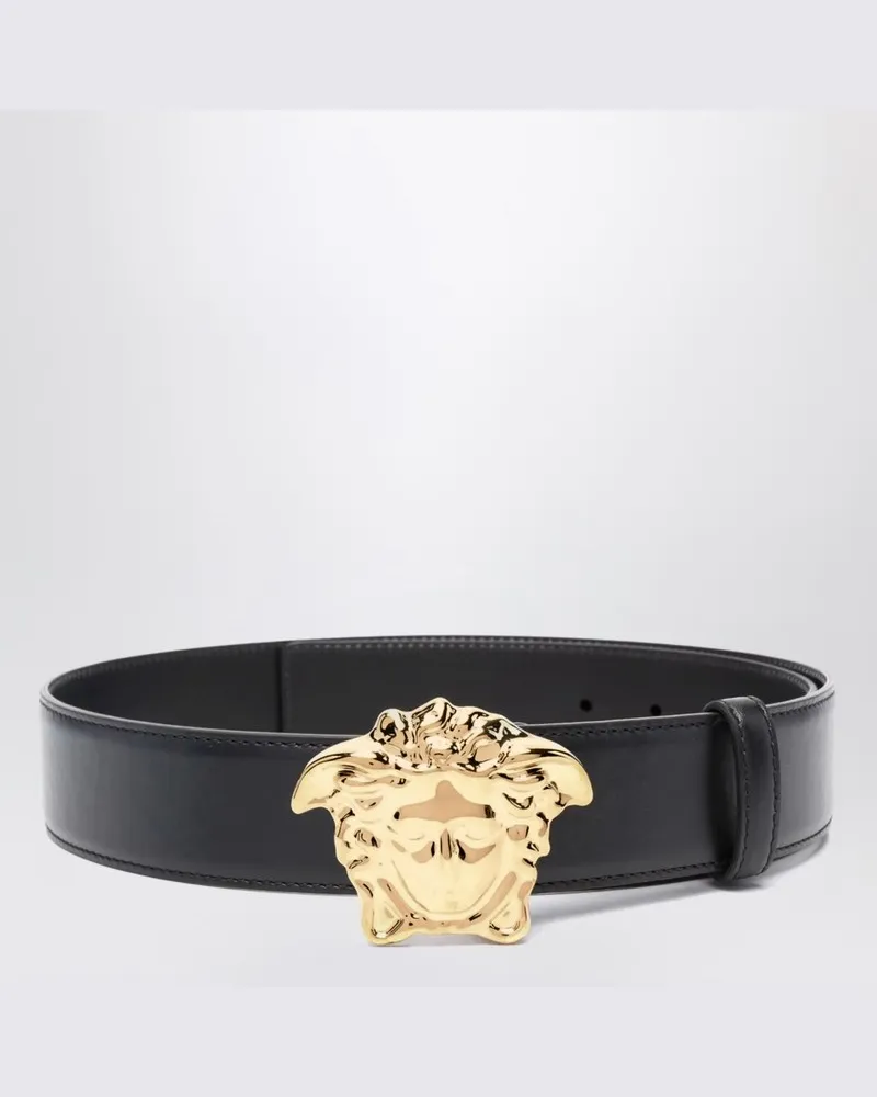 Versace Schwarzer Gürtel mit Medusa-Head-Schnalle Schwarz
