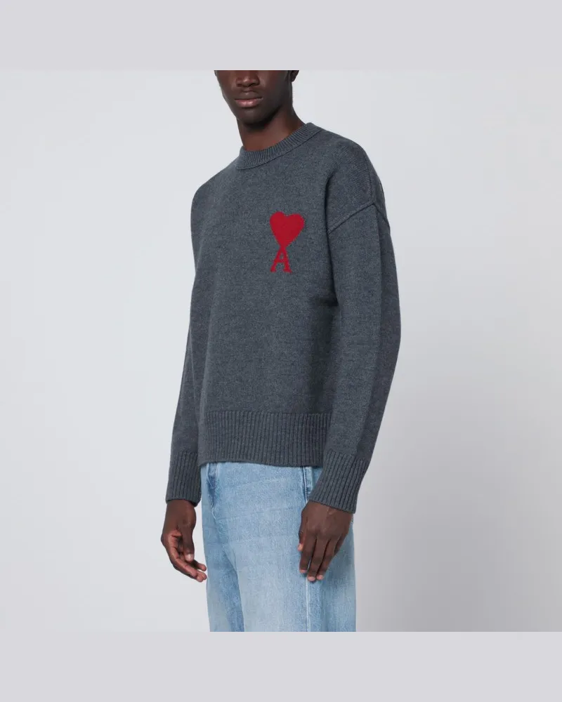 AMI Paris Dunkelgrauer Ami De Coeur Pullover Grau