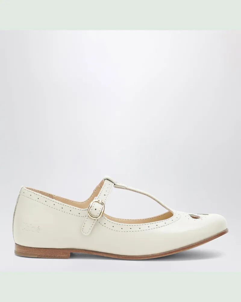 Chloé Elfenbeinfarbene Ballerinas aus Leder Yellow
