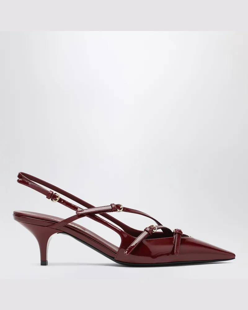 Miu Miu Slingback dunkelpurpur aus Lackleder mit Schnallen Red