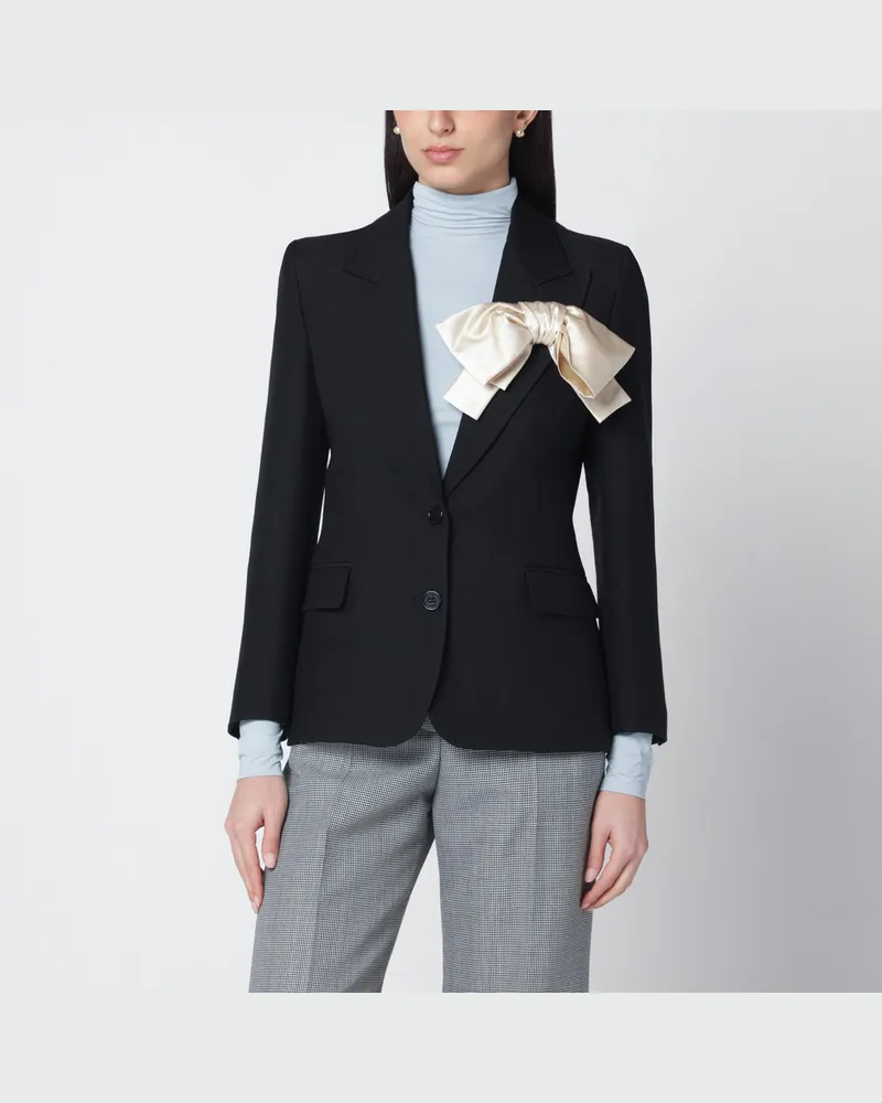 Valentino Garavani Schwarze einreihige Jacke mit Schleife Black