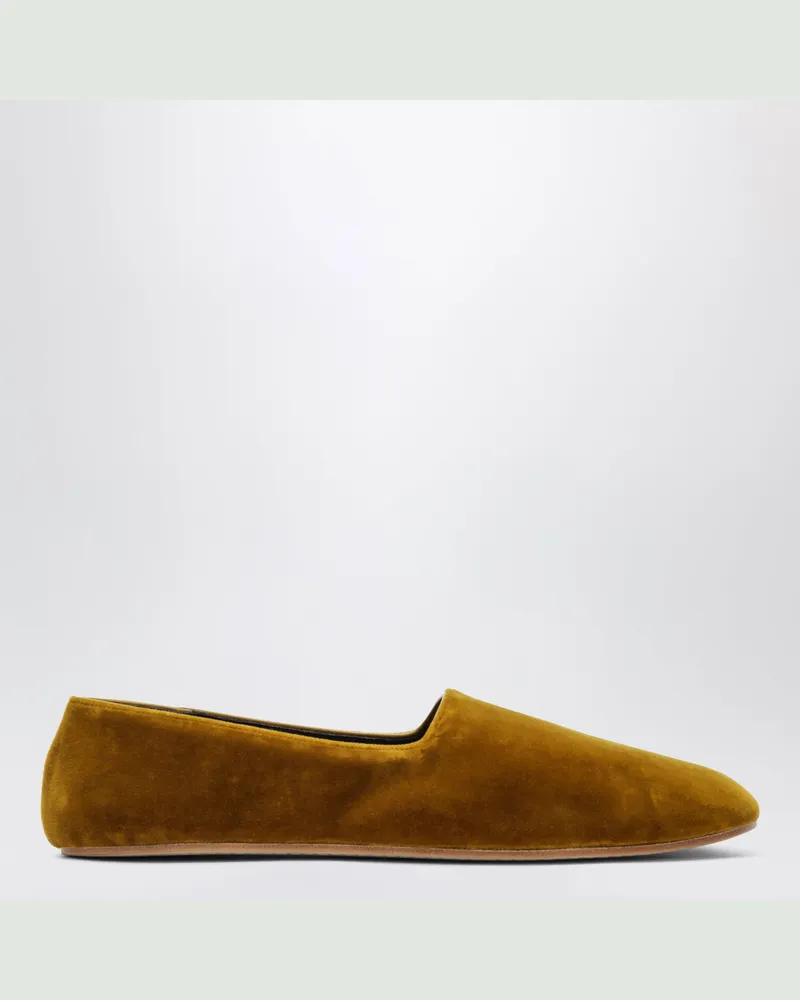 The Row Samt-Slipper Ponti in Senfgelb Beige