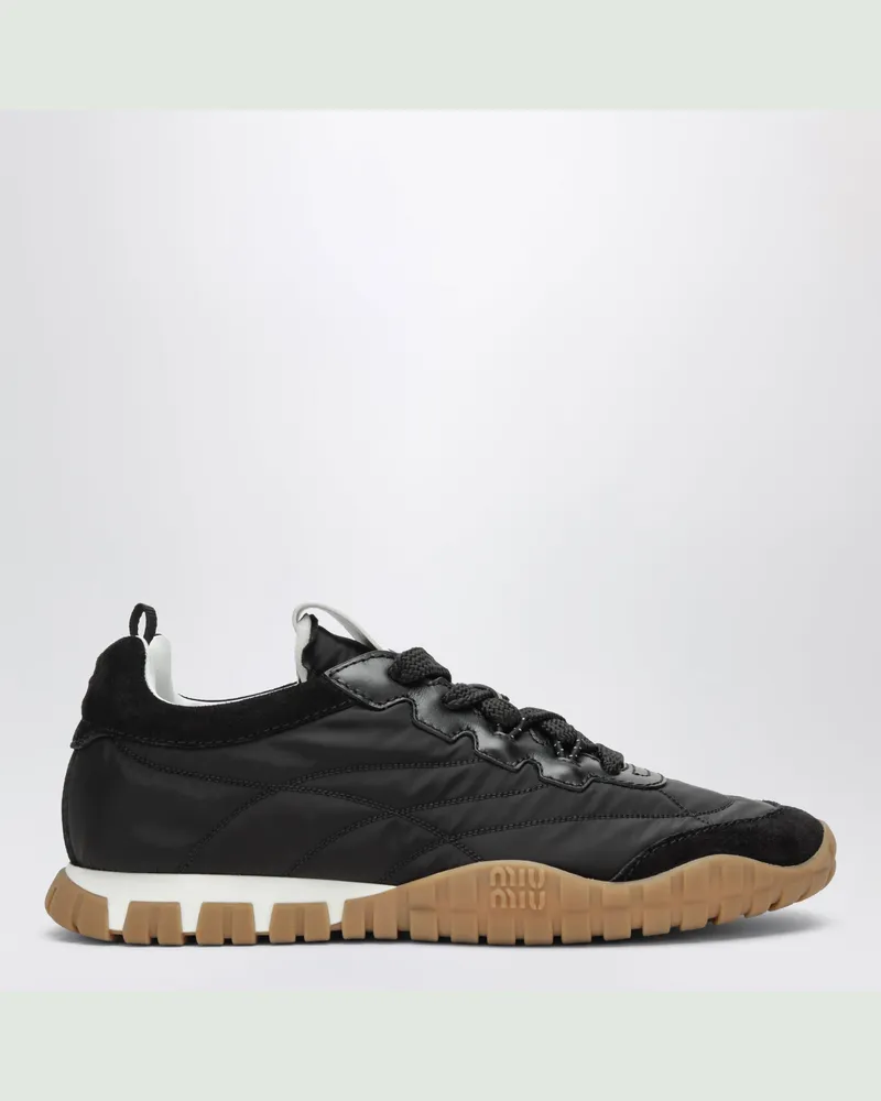 Miu Miu Tyre Sneakers aus Re-Nylon und Veloursleder, Schwarz Black